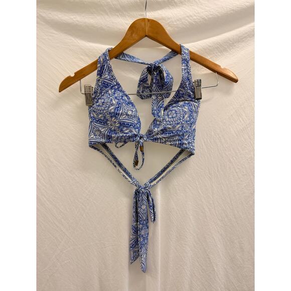 Helen Jon Tangier Sweetheart Halter Skirted Hipster Bikini Top XS Swim Beach - Picture 3 of 5